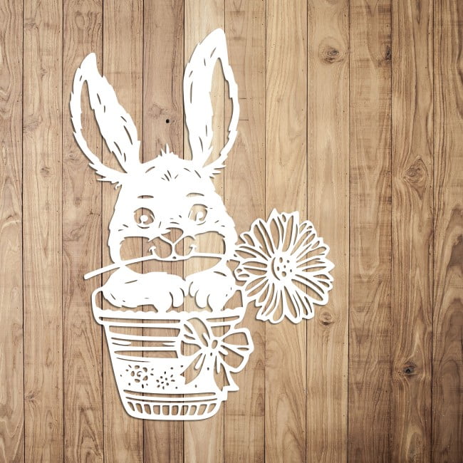 Ozdoba wielkanocna królik w dzbanku z kwiatkiem - obrazek 4