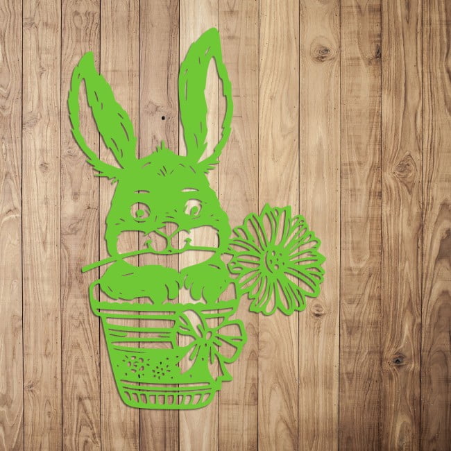 Ozdoba wielkanocna królik w dzbanku z kwiatkiem - obrazek 3