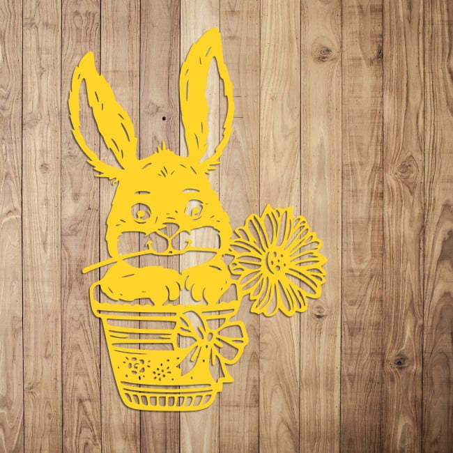 Ozdoba wielkanocna królik w dzbanku z kwiatkiem - obrazek 2