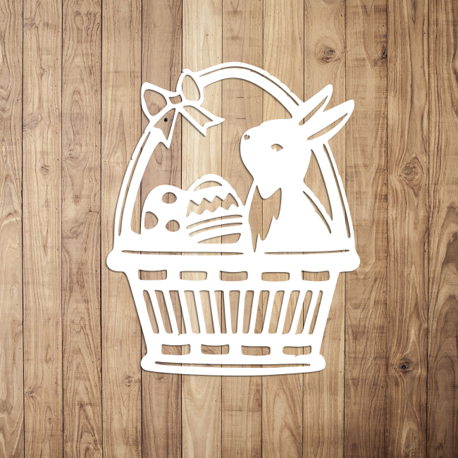 Ozdoba wielkanocna zajączek w koszyku z pisankami