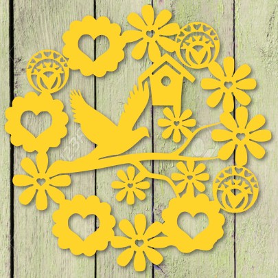 dekoracja kwiaty i ptak - obrazek 2